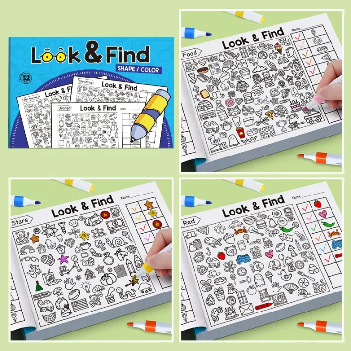 Children's Find Items Coloring & Drawing Book - Fun Concentration & Attention Exercise Early Education Activity Book