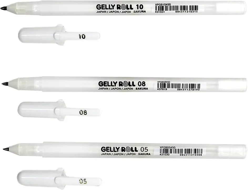 1/3PCS SAKURA Gelly Roll Gel Pens Highlight Marker for Journaling Art Drawing Classic White Ink Assorted Point Fine Medium Bold
