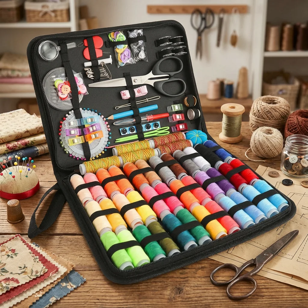 Multi-Function Emergency Repair Sewing Kit, Compact. 20x14x3cm, for Clothes, Gear, Travel, Handy