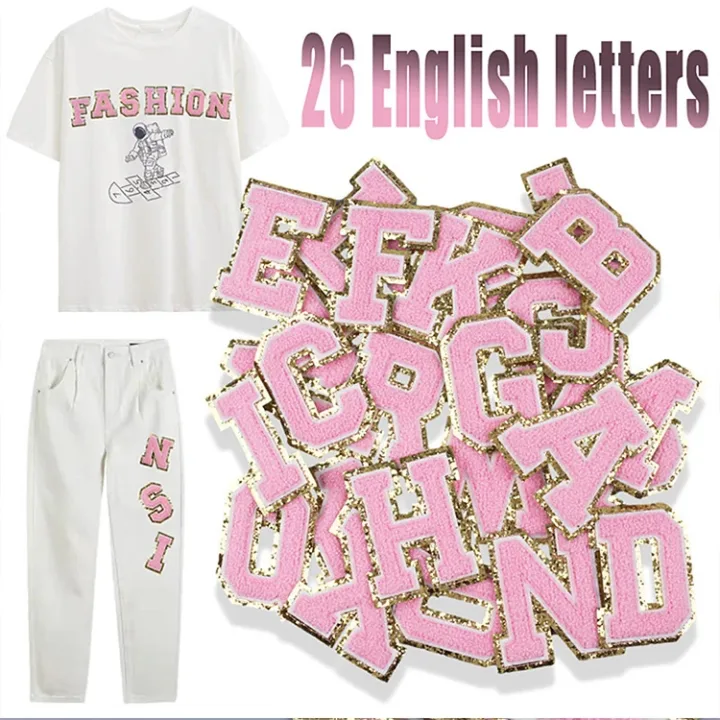 8CM Patch Letters for Clothes Alphabet Sticky Letter Clothing Bags Jacket Iron on Letter Emblems Chenille Patches for DIY MC006