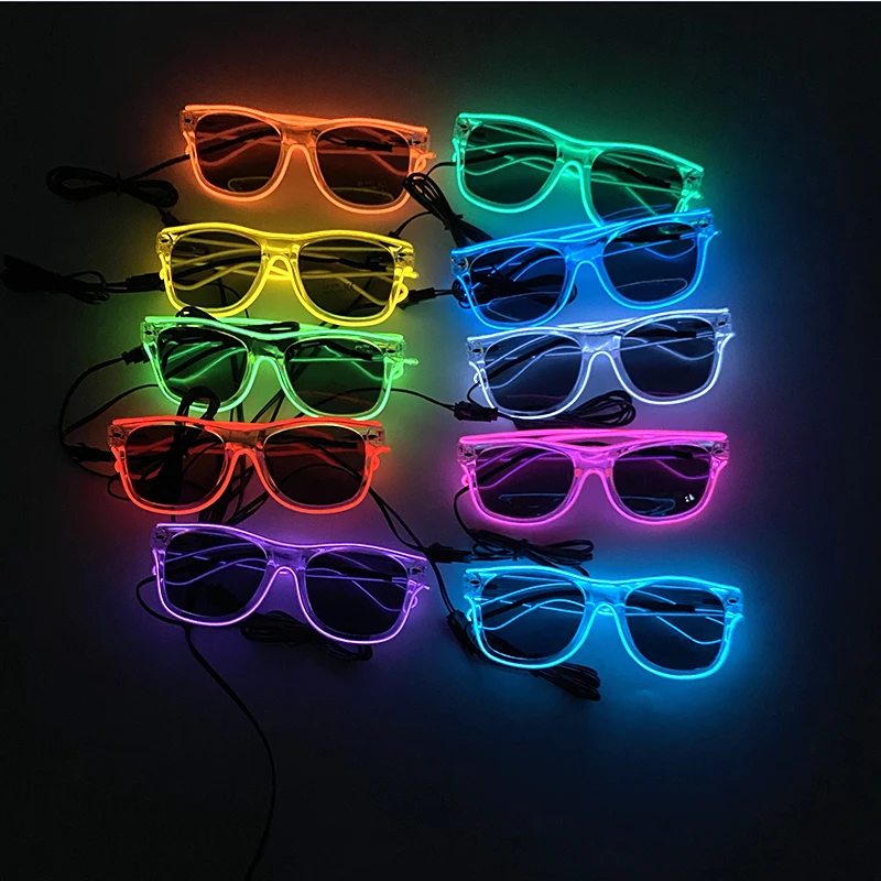 Light Up Led Glasses Neon Party Luminous Glasses EL Wire Glowing Sunglasses Novelty Gift for Adult Glow Bright Light Supplies