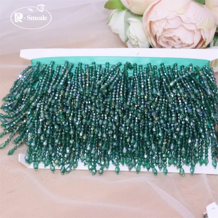 9Y-5Y-2Y-1Y,Crystal Tassels Beaded Lace Trim.Tassel Lace Decoration Shoes Ornaments White Black Hanging Bead Curtain RS252183