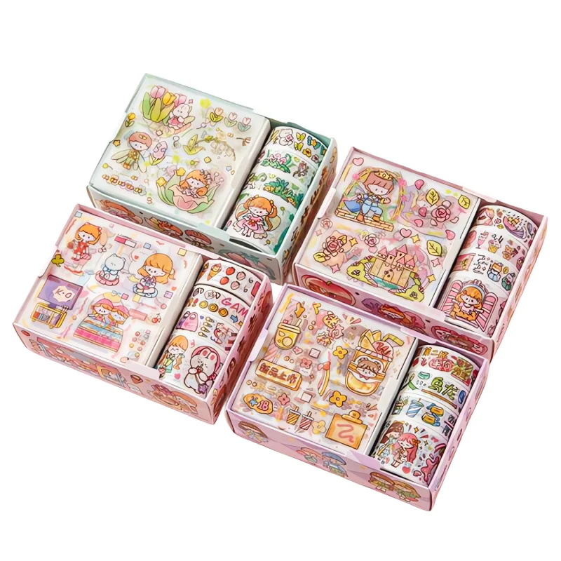 Masking Tape Set, Cute Kawaii Washi Tape, Decorative Masking Tape for Scrapbooking, DIY Crafts, Aesthetic Note Decor, Animal Stickers