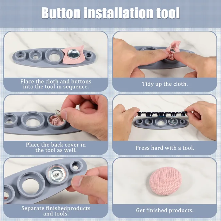 100 Pcs Cover Button Kit 5 Different Size Cover Buttons with 5 in 1 Button Tool Aluminum Alloy Button Craft Kit DIY Covered