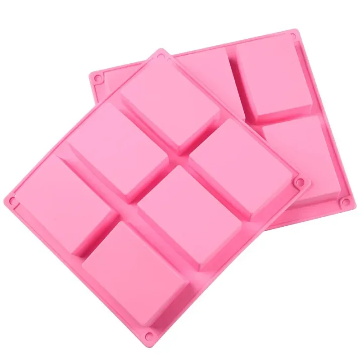 Creative 6-cavity rectangular handmade soap mold, cake soap mold, aromatic soap mold, large square silicone baking tool for soap