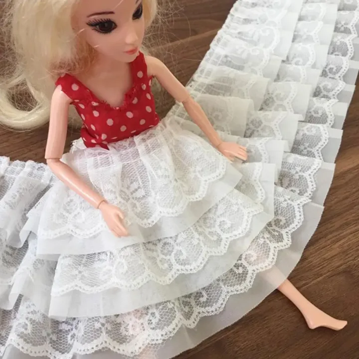 13CM Wide Three Layers Pleated Chiffon Fabric Lace Ruffle Collar Trim Embroidery Ribbon DIY Wedding Dress Doll Clothes Supplies