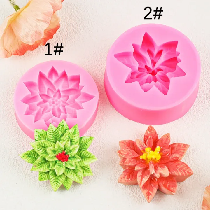 3D Holly Leaf Silicone Mold Cake Baking Christmas Decoration Chocolate Soap Red Fruit Flower Fondant Mould Kitchen Baking Tools