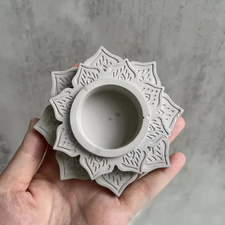 Concrete Candle Jar Silicone Mould Round Lotus Candle Holder Cement Plaster Mold DIY Handmade Epoxy Resin Candlestick Mould Tool