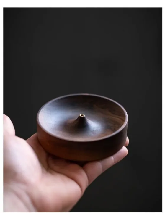 Solid Wood Incense Burner Handmade Tea Ceremony Round Incense Stick Indoor Incense Tray Multi Hole Home Ornament Decor Holder