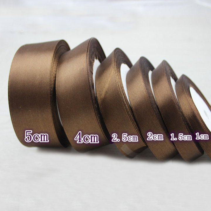 6-10-12-15-20-25-40-50mm Coffee Brown Satin Ribbon Christmas Halloween Wedding Birthday Party Gift Packing DIY Crafts Ribbon