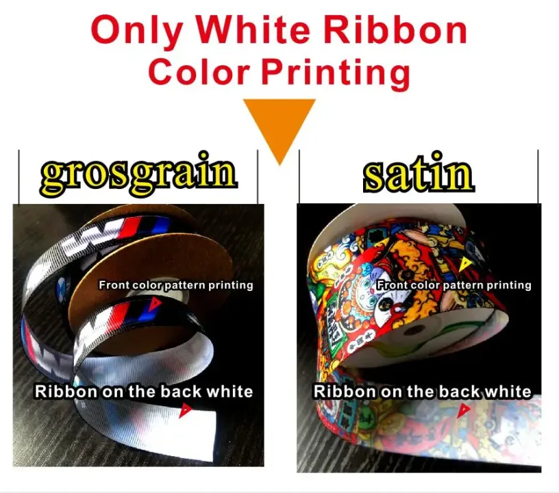 Customized Satin Grosgrain Color Pattern Printed Ribbon Personalized Label Ribbon Flower Fruit Packaging and Party Ribbon
