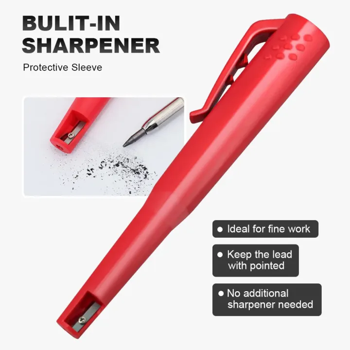 Carpenter's Pencil Card Set, Deep Hole Marking And Drawing, With 2.8mm 2Box Leads, For Carpenter Woodworking Architect