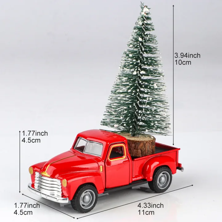 Mini truck+Christmas tree 2-piece ornament set; a good thing for home atmosphere decoration; living room and office desk ornamen