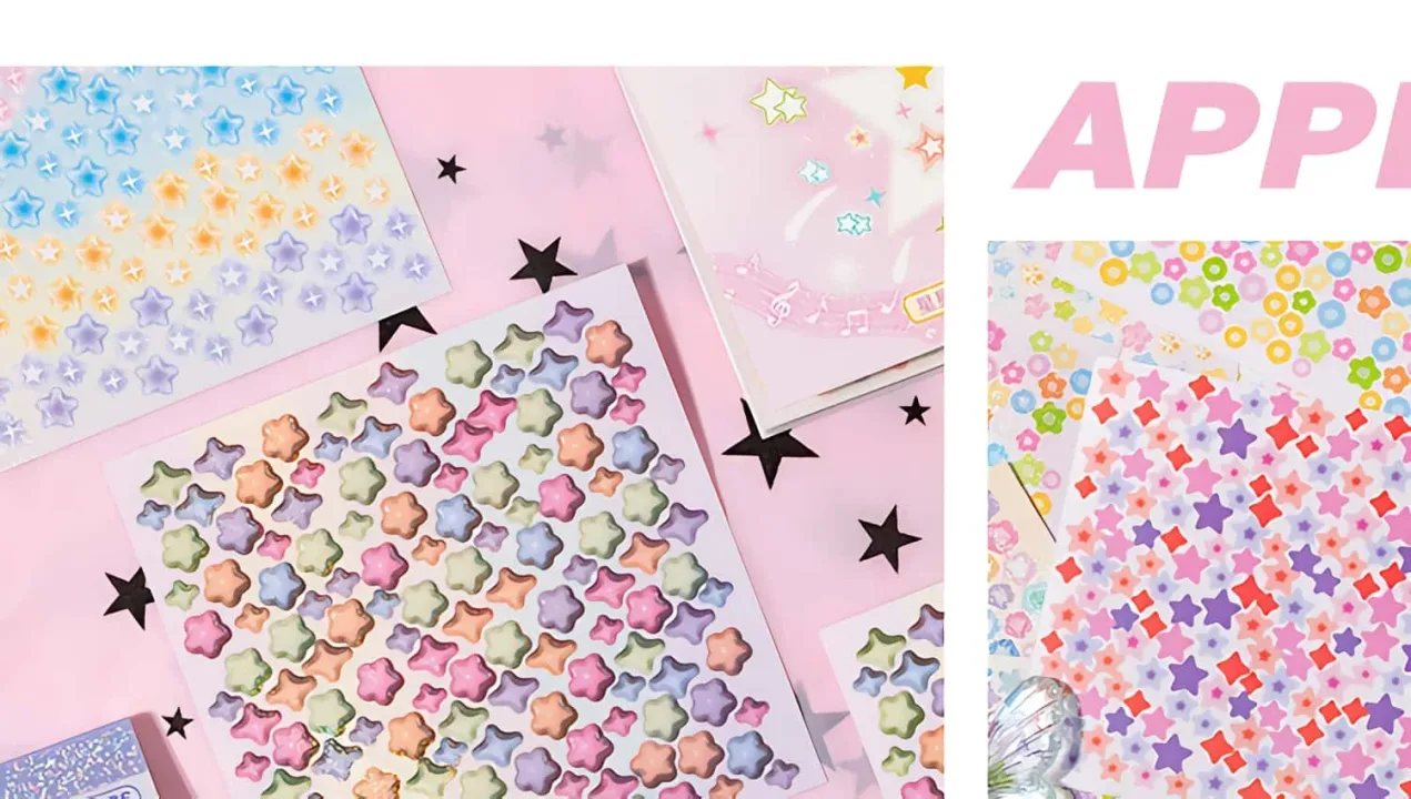 Starstorm 24 Sheet Holographic & Matte Mini Sticker Book 8x8cm Aesthetic Journaling Supplies Planner Scrapbooking Deco Stickers