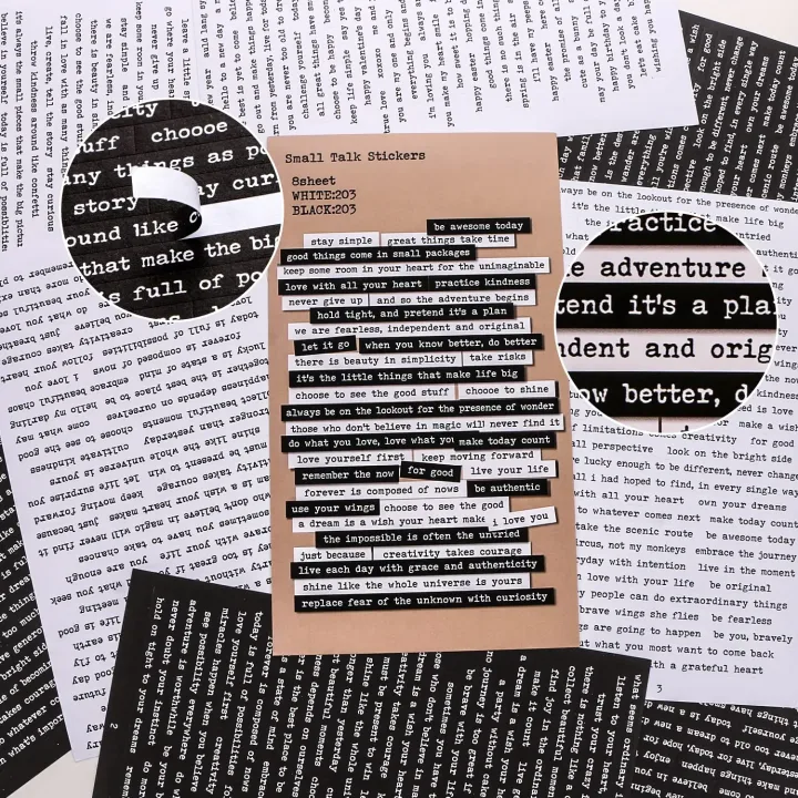 8 Sheet Quote Stickers for Journaling Small Talk Stickers Phrase Word Notebook DIY for Art  Journal  Collage Album Aesthetic
