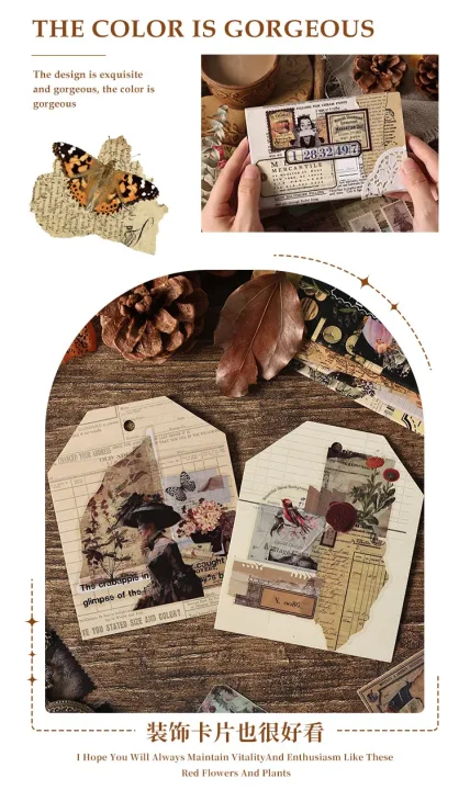20 Sheets Vintage Scrapbooking Stickers Books PET Materials Creative DIY Journal Collage Material Journaling Supplies Stickers