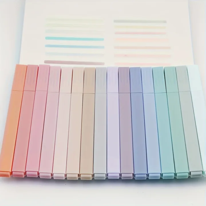 12pcs Square Highlighter Markers Painting Tools for Journaling School Office Supplies for Students Artists and Stationery Lovers