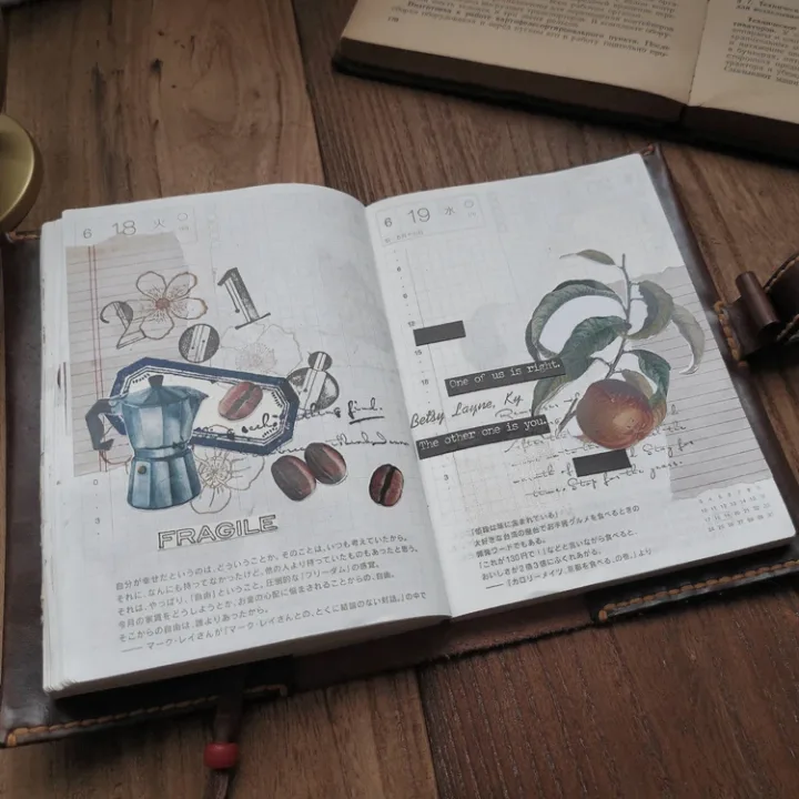 Vintage Grid Label Stickers Junk Journal Diary Planner Stickers Scrapbooking Decorative Background Sticker DIY Craft Photo Album