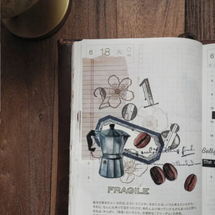 Vintage Grid Label Stickers Junk Journal Diary Planner Stickers Scrapbooking Decorative Background Sticker DIY Craft Photo Album