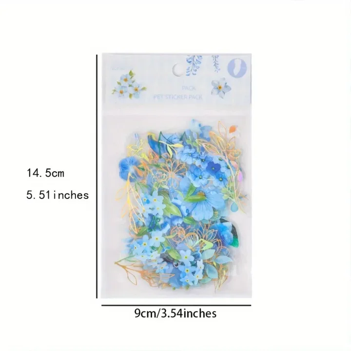 40sheets/pack Transparent PET Stickers Scrapbooking Materials DIY Junk Journal Collage Floral Leaves Plants Decor Stickers