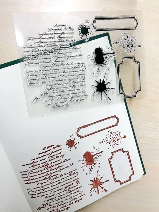 Handwriting Drop Ink Mark Art Scrapbooking Clear Stamps for Junk Journal Background Decoration Craft Supplies Paragraph Design