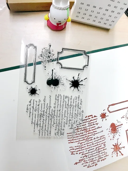 Handwriting Drop Ink Mark Art Scrapbooking Clear Stamps for Junk Journal Background Decoration Craft Supplies Paragraph Design