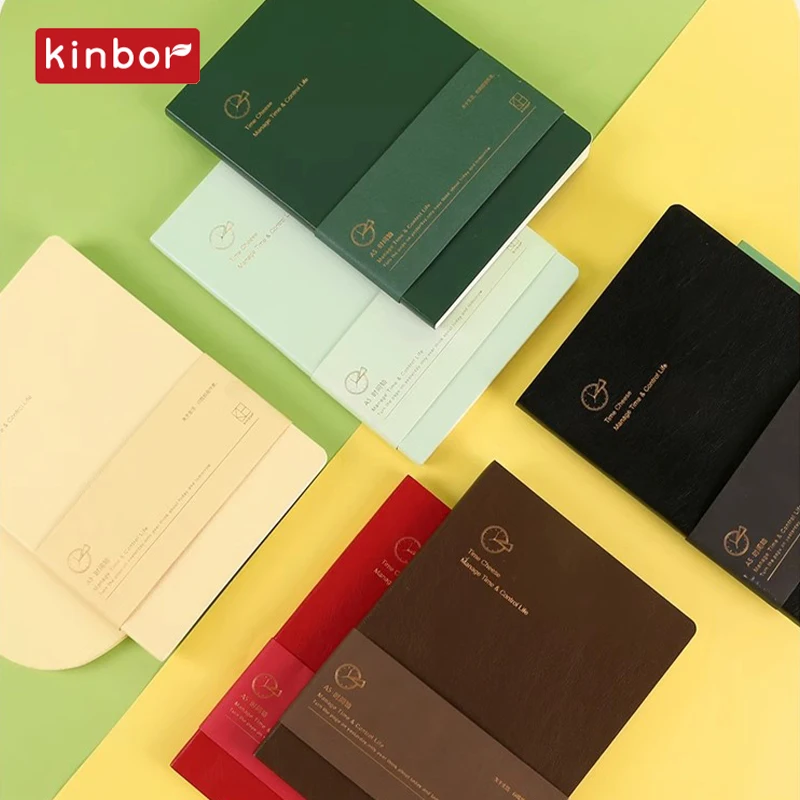 Kinbor Notebook Journal A5 Self-filling Budget Planner PU Material Agenda Planning Notebook 공책 Writing Office School Stationery