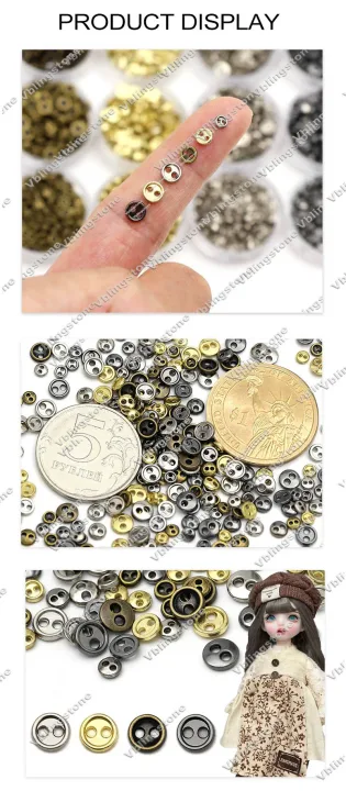 3/4/5mm Metal Buttons 100pcs Mini Buttons for Dolls Clothes 2Holes Sew Button for Needlework Round Buckles Handmade Accessories
