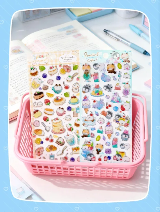 3 pcs Random Cute Candy Color Animals Flash Decor Stickers Scrapbooking Diy Journaling Cute Stationery Diary Sticker Gift Prizes