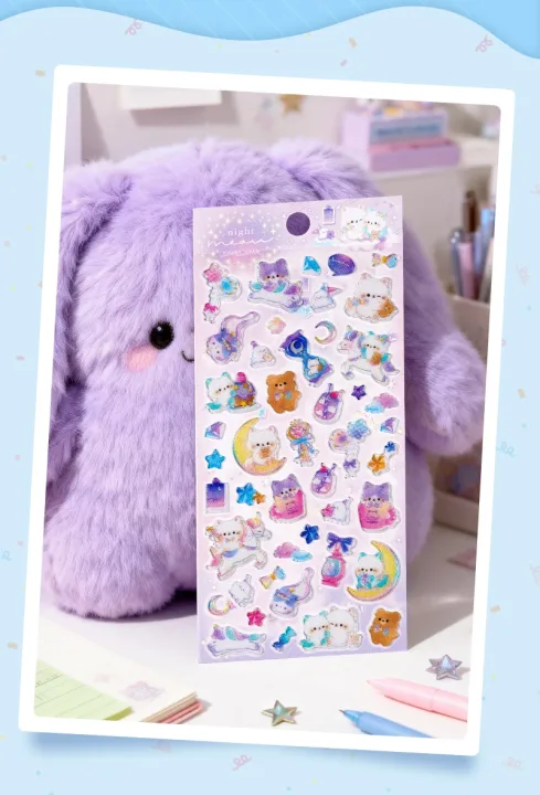 3 pcs Random Cute Candy Color Animals Flash Decor Stickers Scrapbooking Diy Journaling Cute Stationery Diary Sticker Gift Prizes