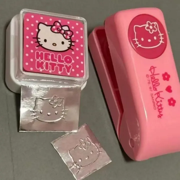 Anime Sanrio Hello Kitty Stapler Embosser Metal Embossing Punch Cartoon KT Cat Student Notebook Stamp Embosser Supplies Gifts