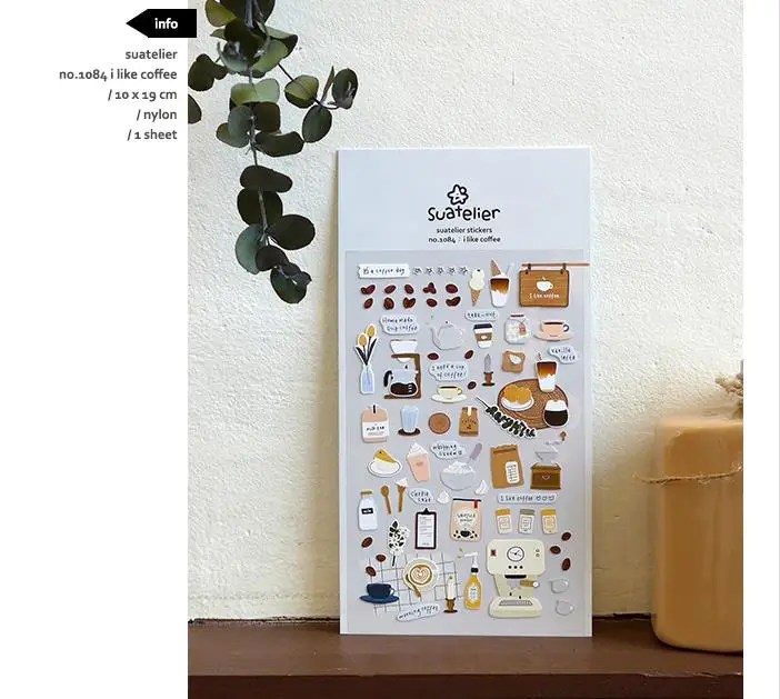 Suatelier Foods Stickers Aesthetic Scrapbooking Cute Junk Journal Ephemera Korean Deco Sticker Planner Diary DIY Craft Supplies