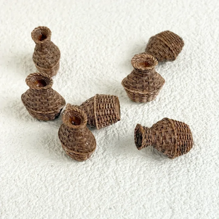 4pcs Miniature Woven Basket, Model House Accessories, Miniature Willow Basket for Crafts, Miniature House Furniture Set