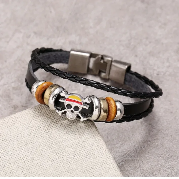 Anime One Piece Bracelet Animation peripherals Toys Accessories European and American Vintage Leather Bracelet Birthday Gifts