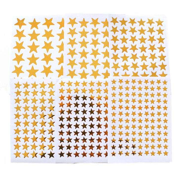 10 Sheets/bag Gold Star Sticker Stamping Five Pointed Star Sticker Children's Reward Sticker Teacher Praise Label