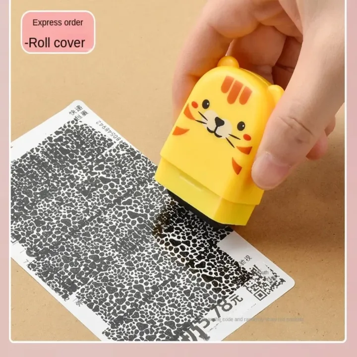 Confidential Data Guard Roller Stamp Cartoon ID Protection Stamp for Privacy & Identity Theft Seal