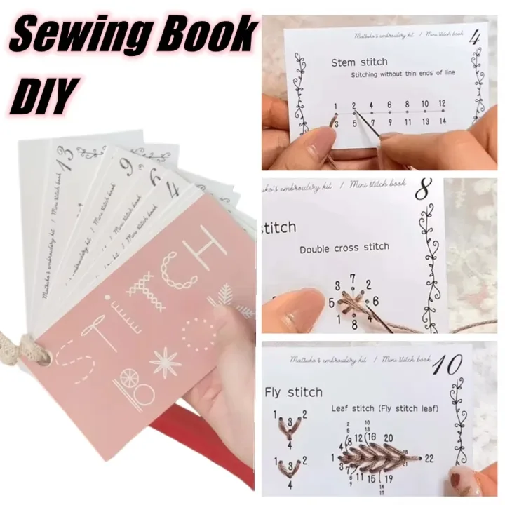 1pc Mini Sewing Card Set Mini Sewing Book Sewing Embroidery Stitch Book Mini Sewing Book for Home Sewing Arts Crafts