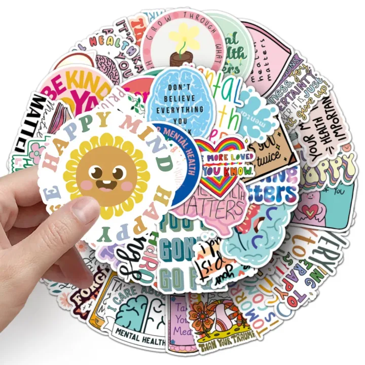 50 Pcs Mental Health Journal Stickers - Inspirational Creative English Text Graffiti, Waterproof RecordingYourLife Store