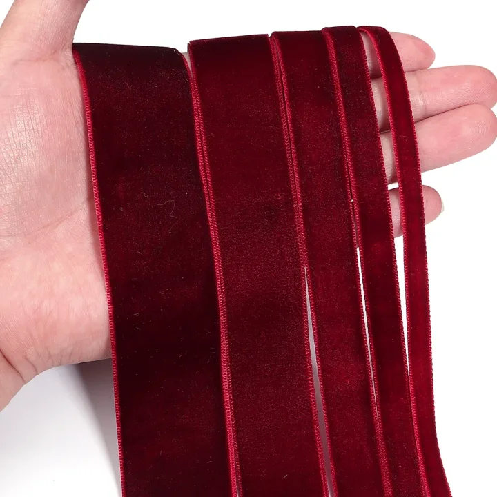 5/10 yards Wine Red Flocking Webbing Single Face Velvet Ribbons for DIY Clothing Handmade Gift Packaging Decorative Accessories