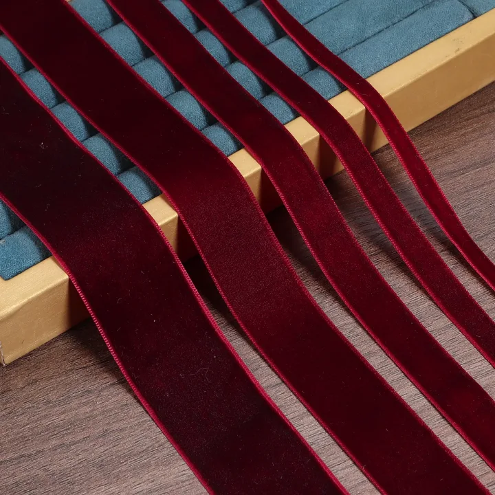 5/10 yards Wine Red Flocking Webbing Single Face Velvet Ribbons for DIY Clothing Handmade Gift Packaging Decorative Accessories