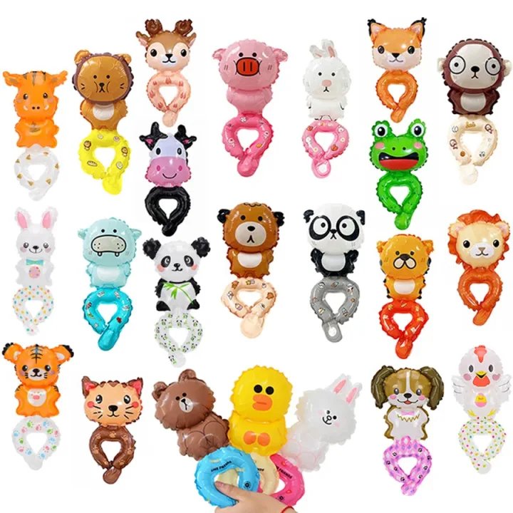 20Pcs Cute Wrist Balloon for Birthday Party Decoration Rabbit Bear Cartoon Animal Balloon Pink Children's Toys Baby Shower