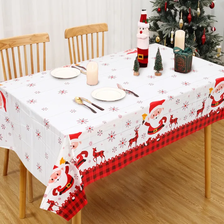 Disposable Christmas Tablecloth Merry Christmas Decors for Home 2024 Table Cover Xmas Ornament Navidad Natal New Year Gift 2025