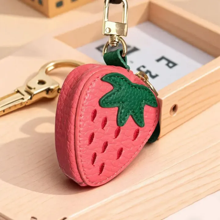 Fruit Coin Purse Cherry Blueberry Design Fruit Charm Coin Purse Cute PU Leather Pendant Keychain Earphone Bag Mini Storage Bag