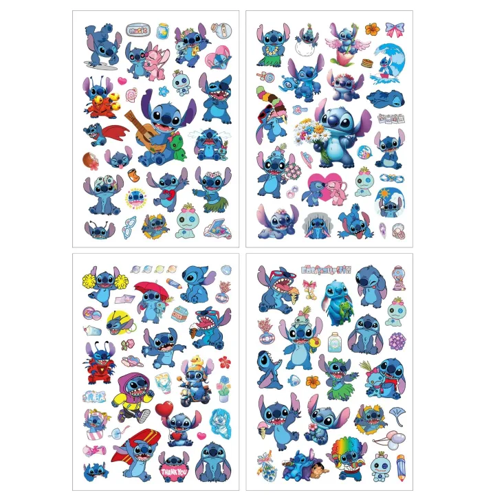 4Pcs/set Disney New Cartoon Stitch Tattoo Stickers Temporary Tattoos For Party Body Face Cute Tattoos Stickers Decoration