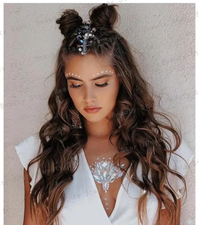 3D Sexy Face Tattoo Stickers Temporary Tattoos Festival Glitter Fake Bright  Rhinestones For Woman Party Face Jewels Tatoo