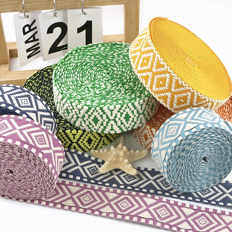 5/10M Meetee 38mm Jacquard Webbing Cotton Ribbon for Bag Shoulder Straps Clothing Braid Belt DIY Luggage Sewing Accessories